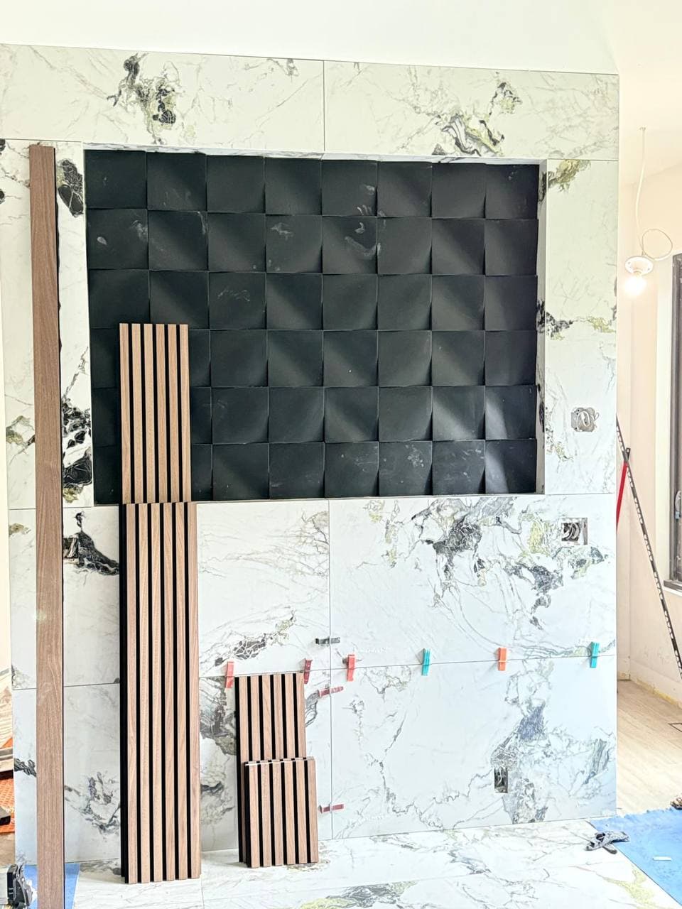 Commercial wall tile installation project