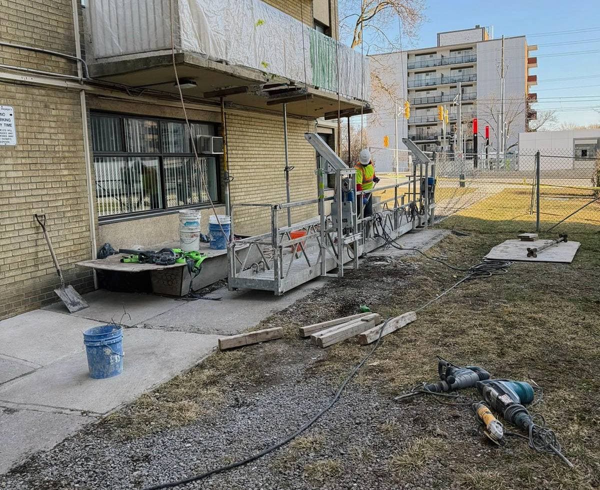 Swing stage restoration project for a commercial building in the GTA